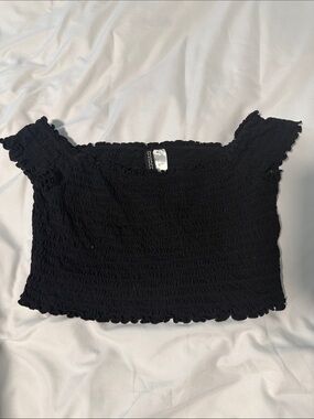 🥳 5 for $25 BUNDLE Divided Black Smocked Off-Shoulder Crop Top